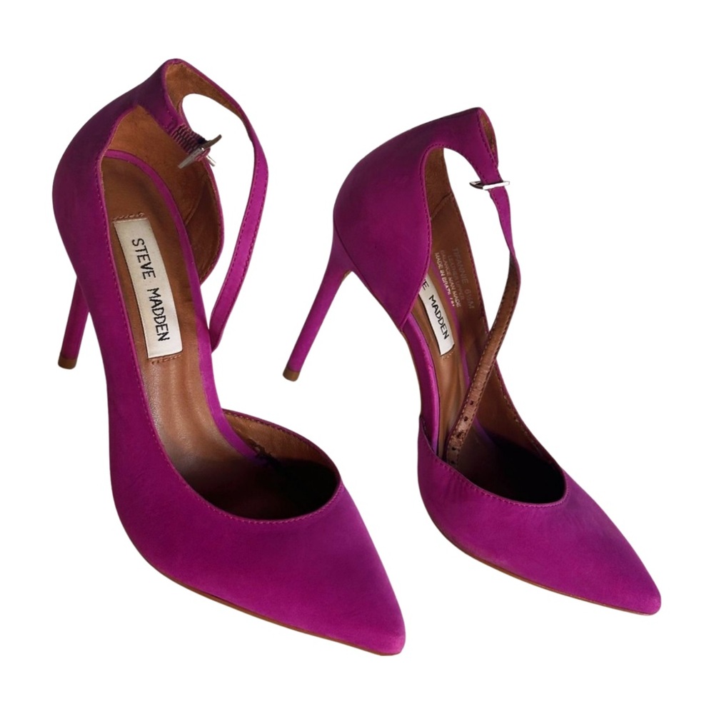 Steve Madden “Tiffanie” Fuchsia Stiletto Heels Strappy Pointed Pumps Size 6.5